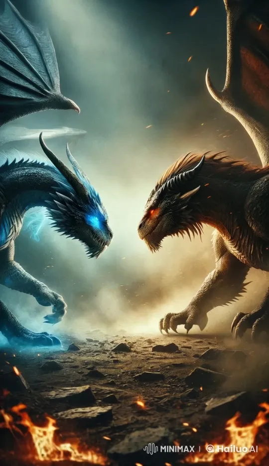 Epic Confrontation: Azure Dragon vs. Earth Dragon – AI Generated Video | Hailuo AI