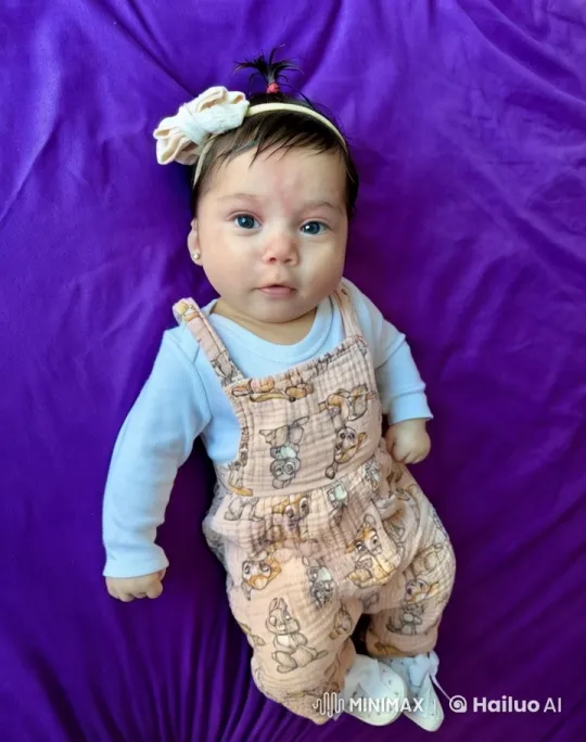Innocent Baby Blows Kisses on Purple Blanket – AI Generated Video | Hailuo AI