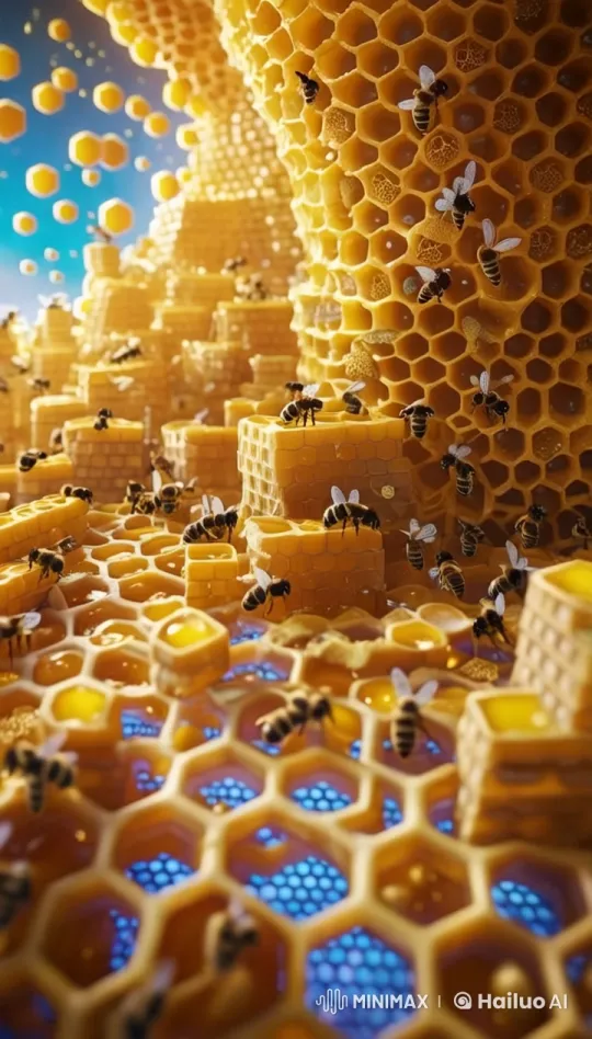 Golden City of Bees in Magical Honeycomb World – AI Generated Video | Hailuo AI