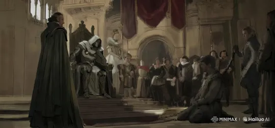 King Doom Contemplates Fate of Prisoner in Grand Throne Room – AI Generated Video | Hailuo AI
