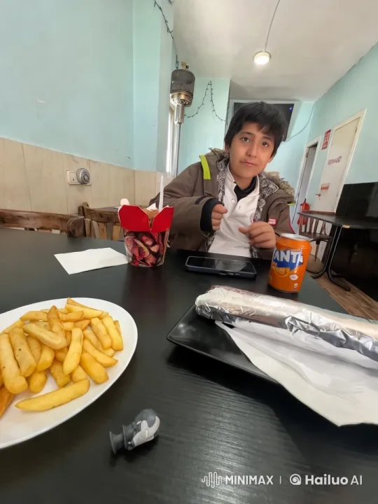 Cozy Cafe Ambiance with French Fries and Durum – AI Generated Video | Hailuo AI