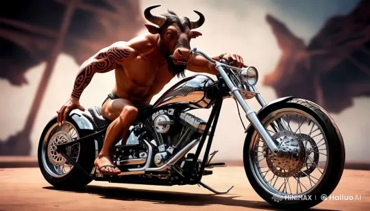 Bull-Headed Figure on Motorcycle: A Study in Power and Design – AI Generated Video | Hailuo AI