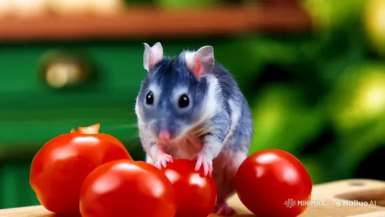 Sophisticated Hamster Chef Prepares Tomatoes – AI Generated Video | Hailuo AI