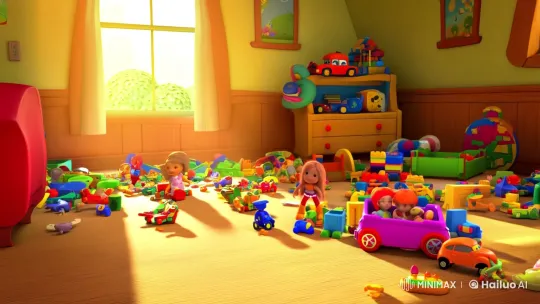 Magical Toy Cleanup in Animated Playroom – AI Generated Video | Hailuo AI
