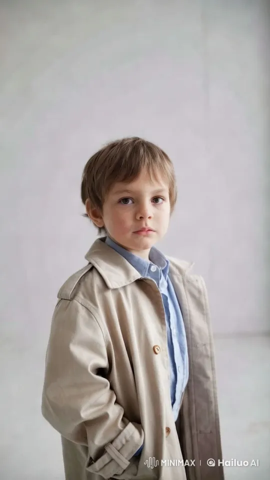 Confident Boy in Minimalist Studio Setting – AI Generated Video | Hailuo AI