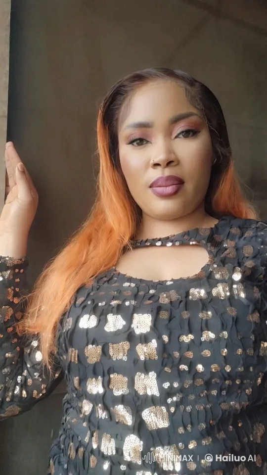 Orange-haired Person in Dark Background with Expressive Gesture and Glittering Top – AI Generated Video | Hailuo AI
