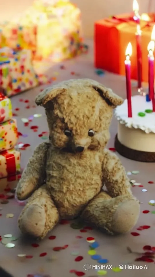 Animated Bear Celebrates Birthday in Festive Setting – AI Generated Video | Hailuo AI