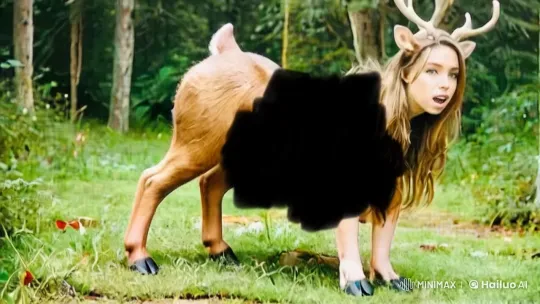 Reindeer Woman in Lush Forest Clearing – AI Generated Video | Hailuo AI