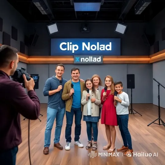 Modern Studio Scene with Group Holding Microphones – AI Generated Video | Hailuo AI