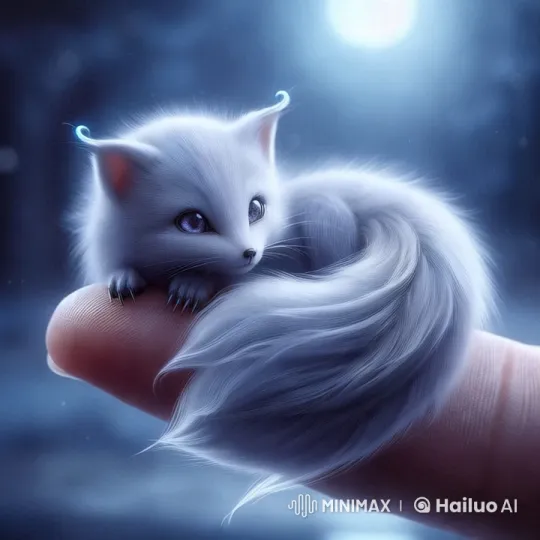 Mystical White Fox on Human Fingertip – AI Generated Video | Hailuo AI