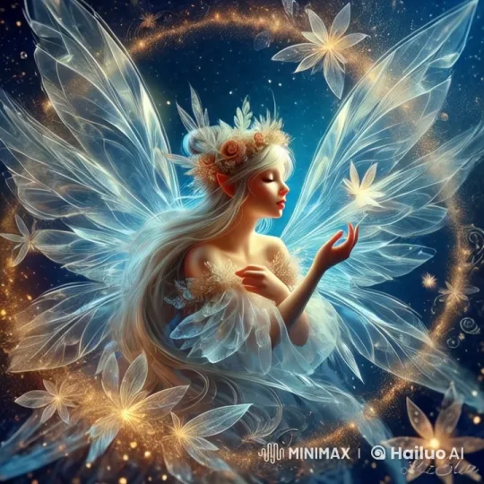 Fairy with Glowing Flower in Starry Night Setting – AI Generated Video | Hailuo AI