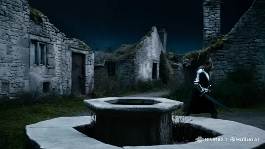 Knight Faces Zombie Ghost in Abandoned Medieval Village – AI Generated Video | Hailuo AI