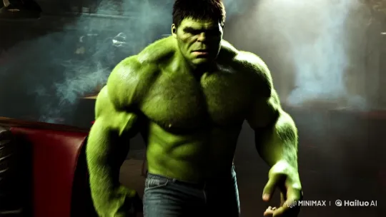 Hulk Enters Tense Mafia Bar in Dramatic Scene – AI Generated Video | Hailuo AI