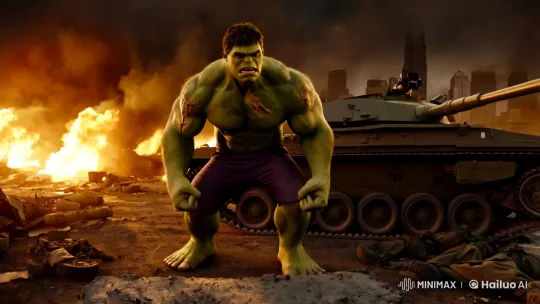 Hulk Defies Destruction in Urban Apocalypse – AI Generated Video | Hailuo AI
