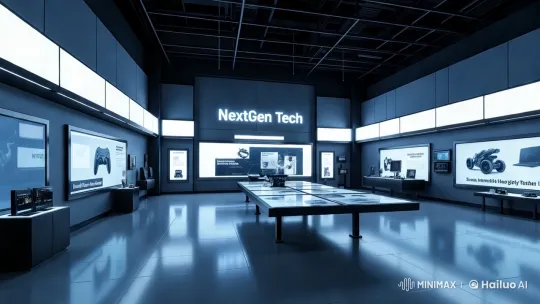 NextGen Tech Showroom: A Futuristic Tech Experience – AI Generated Video | Hailuo AI