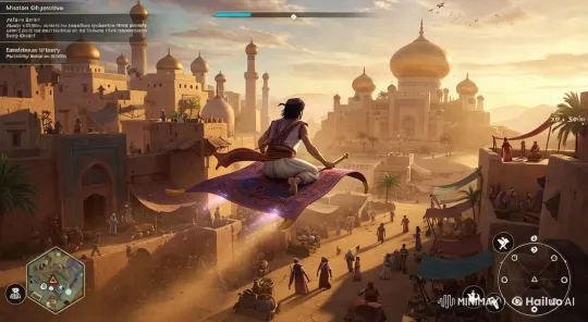 Aladdin Gameplay: Immersive Flight Over Agrabah Market – AI Generated Video | Hailuo AI