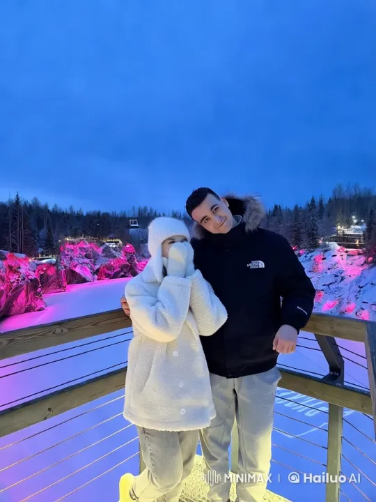Winter Wonderland: Couple's Intimate Kiss on Bridge – AI Generated Video | Hailuo AI