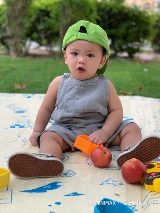 Baby at Play on Patterned Mat in Nature – AI Generated Video | Hailuo AI