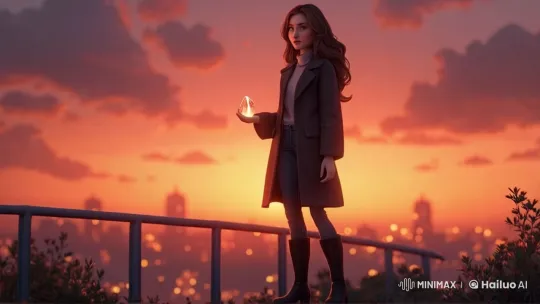 Magical Dawn: Silhouetted Figure with Crystal – AI Generated Video | Hailuo AI