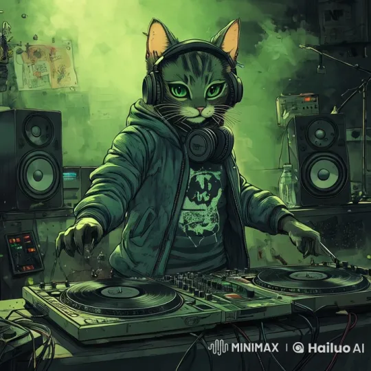 Cat DJ in Action: Live2D Animated Performance – AI Generated Video | Hailuo AI