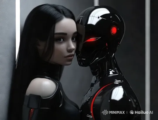 Futuristic Woman and Robot Share Intimate Moment – AI Generated Video | Hailuo AI