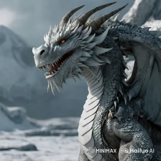 Majestic White Dragon in Snowy Mountainscape – AI Generated Video | Hailuo AI