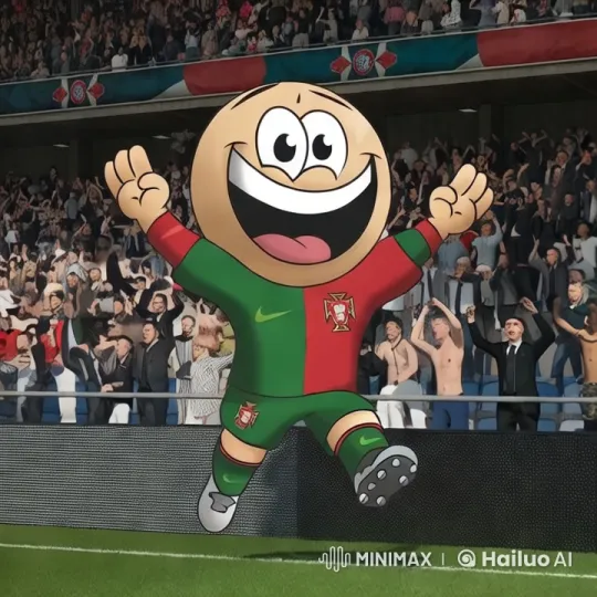 Portugal Football Fan Celebrates in Packed Stadium – AI Generated Video | Hailuo AI