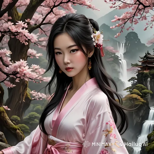 Warrior Girl Amid Cherry Blossoms in Live2D – AI Generated Video | Hailuo AI