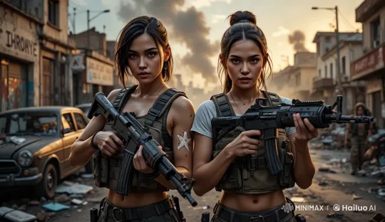 Tactical Women in Post-Apocalyptic Urban Landscape – AI Generated Video | Hailuo AI