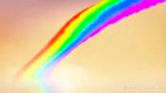 Children's Joyful Wave Amidst Rainbow's Magic – AI Generated Video | Hailuo AI