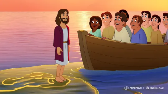 Disney Pixar Style: Jesus Walks on Water – AI Generated Video | Hailuo AI