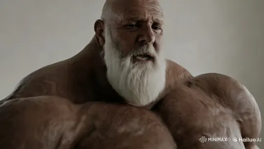 Colossal Policeman's Monumental Muscles in Aesthetic Film Clip – AI Generated Video | Hailuo AI