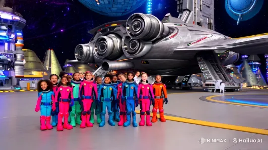 Children Prepare for Space Adventure at Futuristic Space Station – AI Generated Video | Hailuo AI