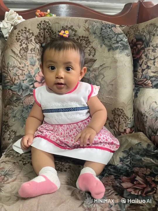 Baby Dancing Cheerfully on Vintage Floral Couch – AI Generated Video | Hailuo AI