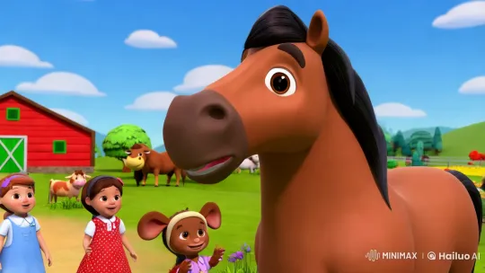 Animated Short Showcases a Cartoon Horse on a Colorful Farm – AI Generated Video | Hailuo AI