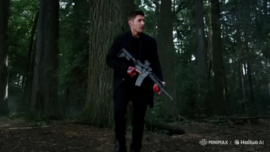 Man with M4A1 Advances in Dramatic Forest Scene – AI Generated Video | Hailuo AI