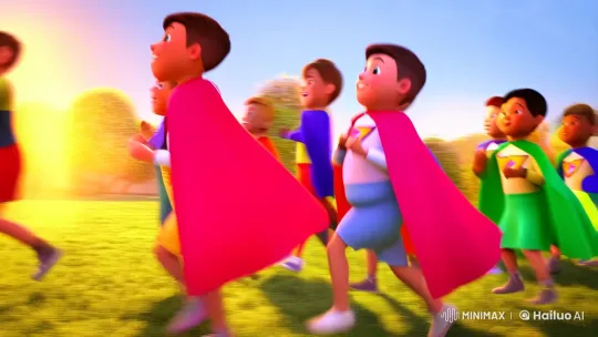 Children Celebrate Jesus as Superhero in Pixar-Style Animation – AI Generated Video | Hailuo AI