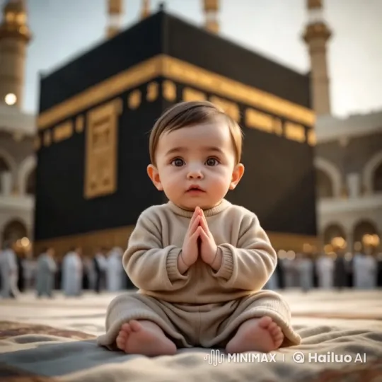 Baby Recites Surah Naas at Kaaba with Devotion – AI Generated Video | Hailuo AI