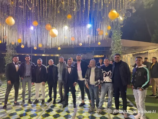 Group of Men Perform Synchronized Kung Fu Under Decorative Lights – AI Generated Video | Hailuo AI