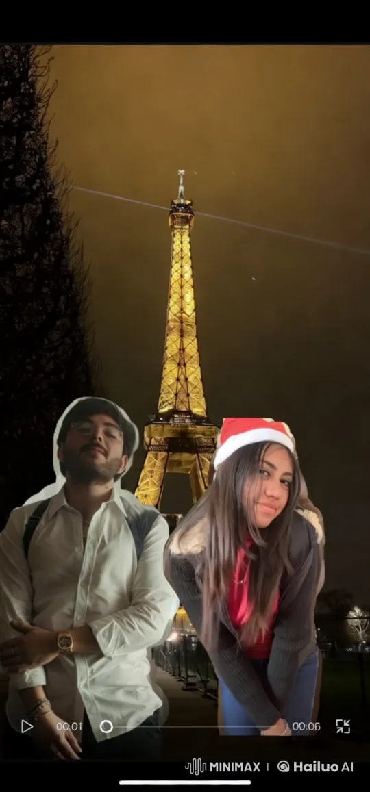 Romantic Couple's Moment at Night with Eiffel Tower – AI Generated Video | Hailuo AI
