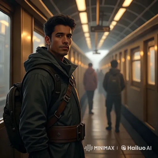 Mysterious Man on a Dimly Lit Subway Platform – AI Generated Video | Hailuo AI