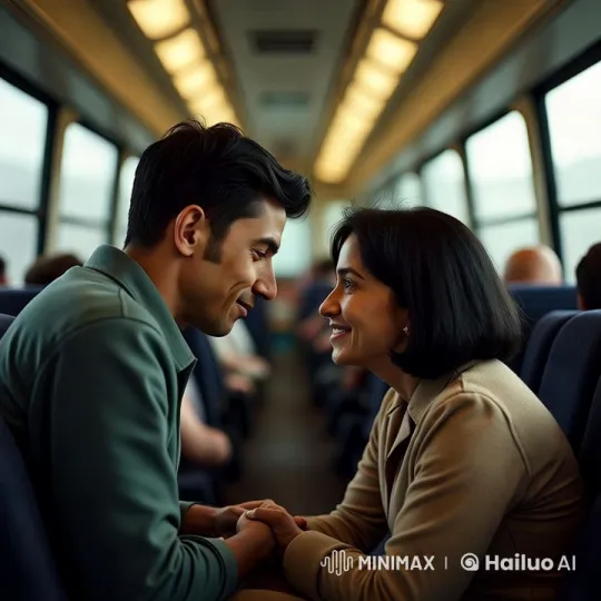 Intimate Moment in a Cozy Train Carriage – AI Generated Video | Hailuo AI