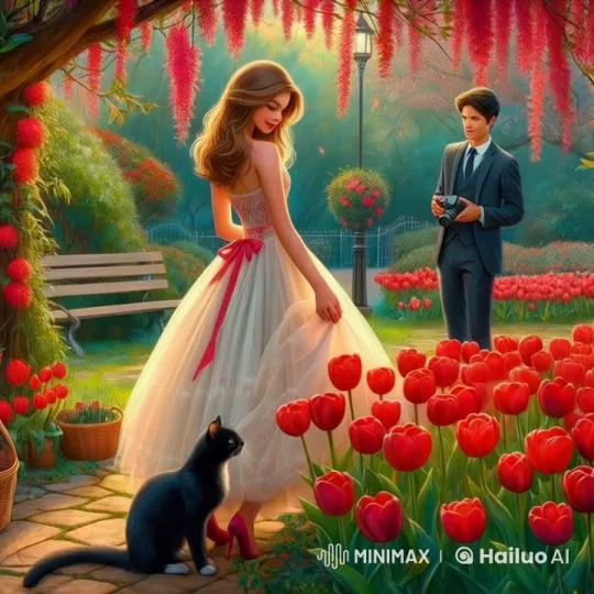Romantic Encounter in a Blossoming Garden – AI Generated Video | Hailuo AI