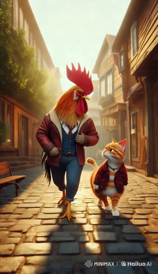 Anthropomorphic Characters Stroll Through Enchanting Town – AI Generated Video | Hailuo AI