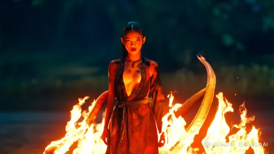 Martial Artist Enraptured by Serpentine Flames – AI Generated Video | Hailuo AI