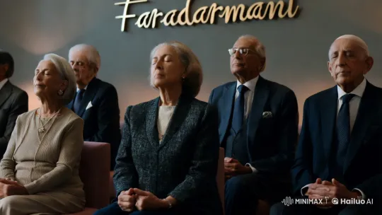 Contemplative Elders in Meditative Pose with Sign – AI Generated Video | Hailuo AI