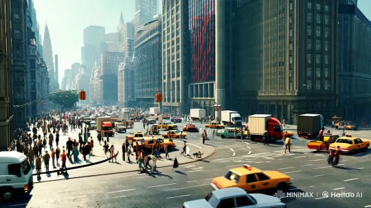 City Street Chaos: Meteorites Disrupt Urban Life – AI Generated Video | Hailuo AI