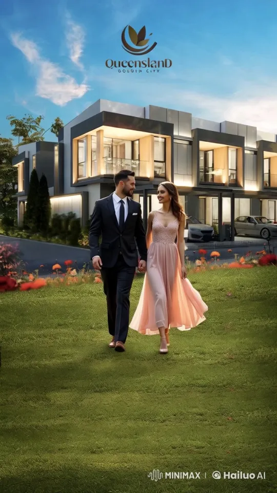 Couple Walks Through Elegant Lawn Towards Luxurious Home – AI Generated Video | Hailuo AI