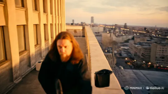 Man on Rooftop Prepares Rifle in Cinematic Style – AI Generated Video | Hailuo AI