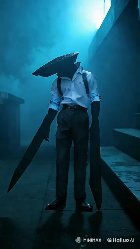 Mysterious Figure with Blades in Misty Alley – AI Generated Video | Hailuo AI